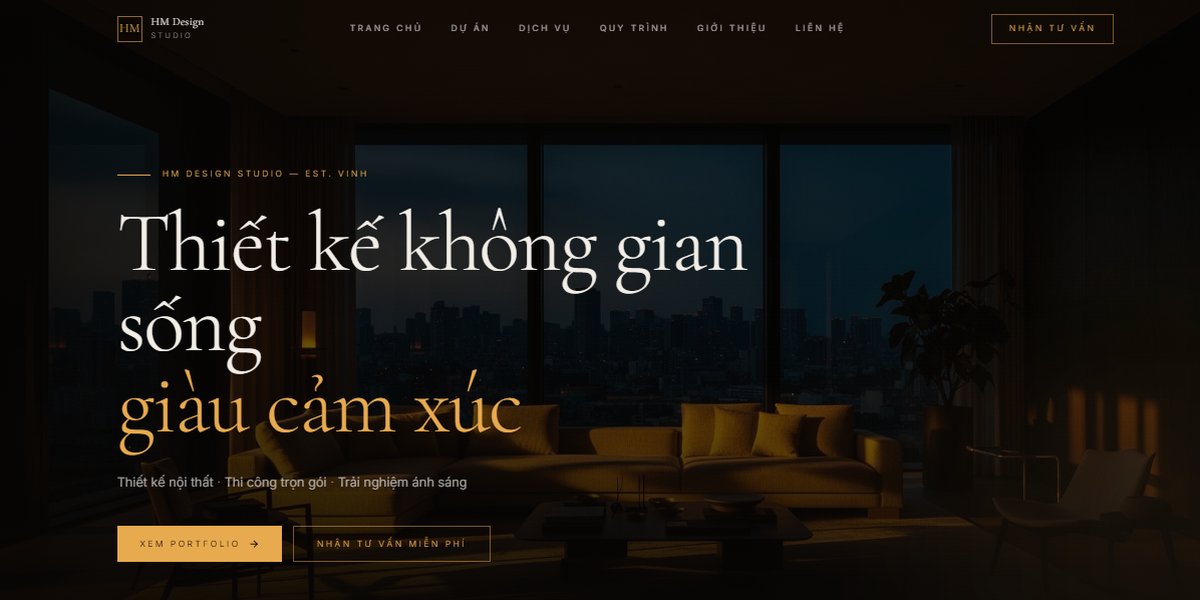 Ảnh chụp trang chủ website HM Design Studio