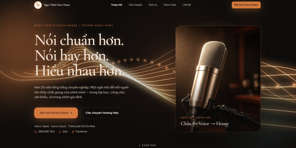 Ảnh chụp trang chủ website Ngọc Châu Voice House
