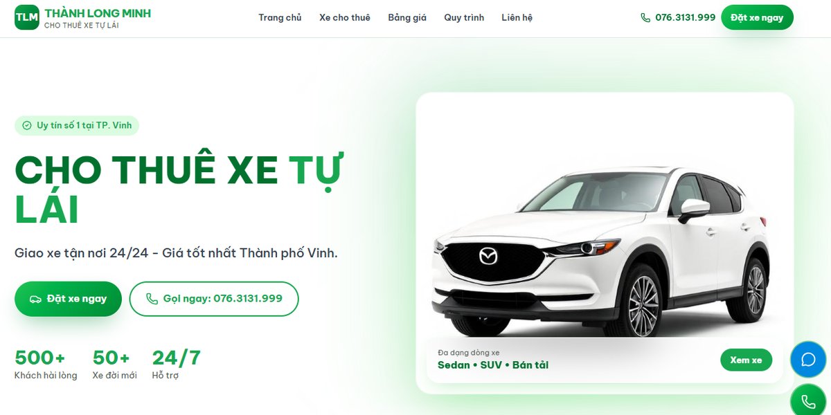 Ảnh chụp trang chủ website Thành Long Minh